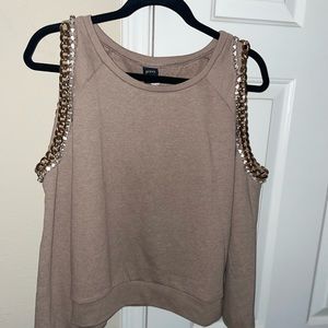 Bling & Gold Chain Sweat shirt with the cut outs on the arms. Cute w/ jeans!